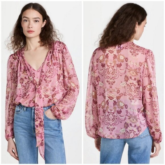 💕MISA LOS ANGELES💕  Ceyla Top ~ Cristobal Mirror Floral Print Small - Picture 1 of 16